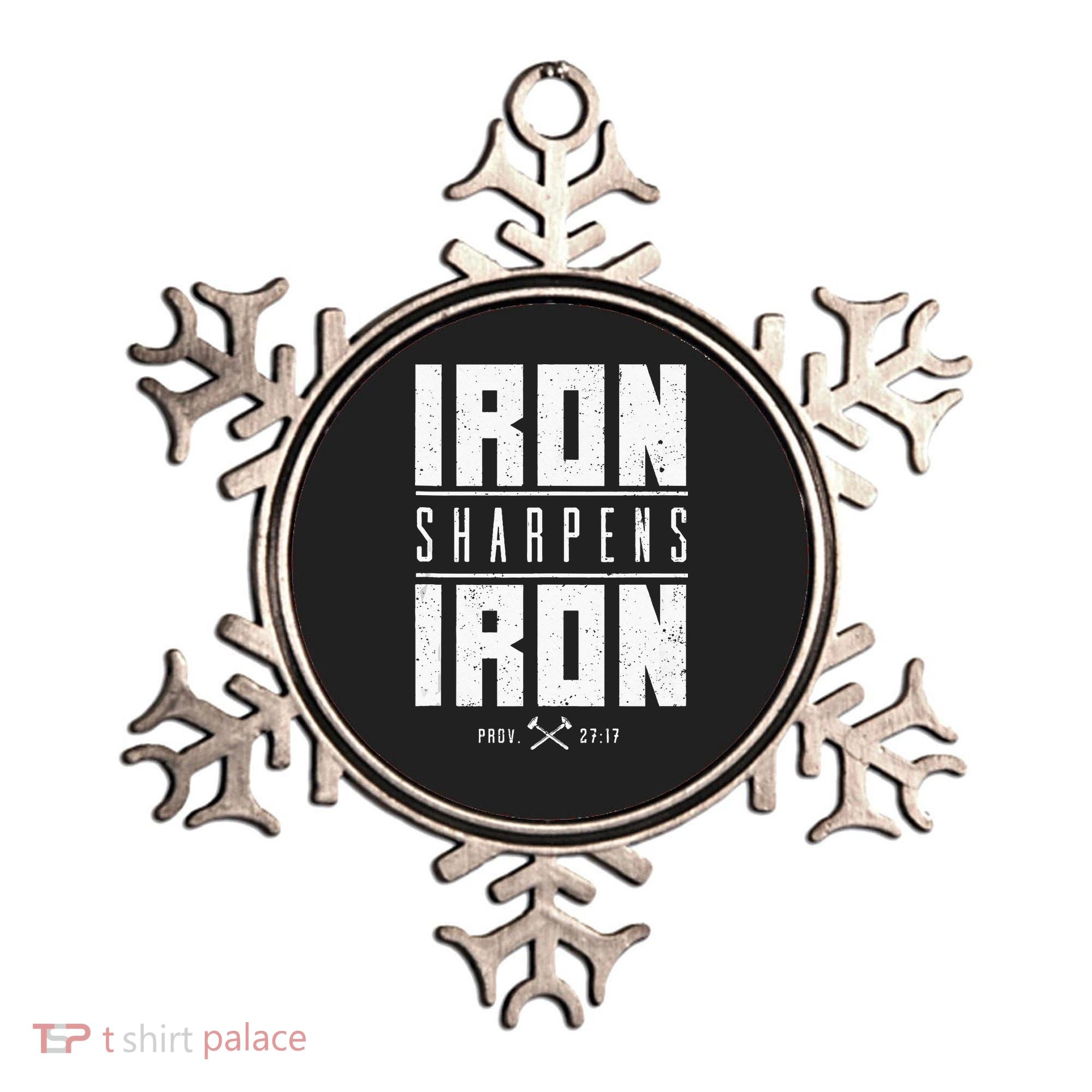 Iron Sharpens Iron Christian Men Bible Scripture Gym Workout Ornament