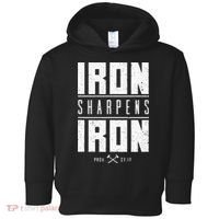 Iron Sharpens Iron Christian Men Bible Scripture Gym Workout Toddler Hoodie thumb 0