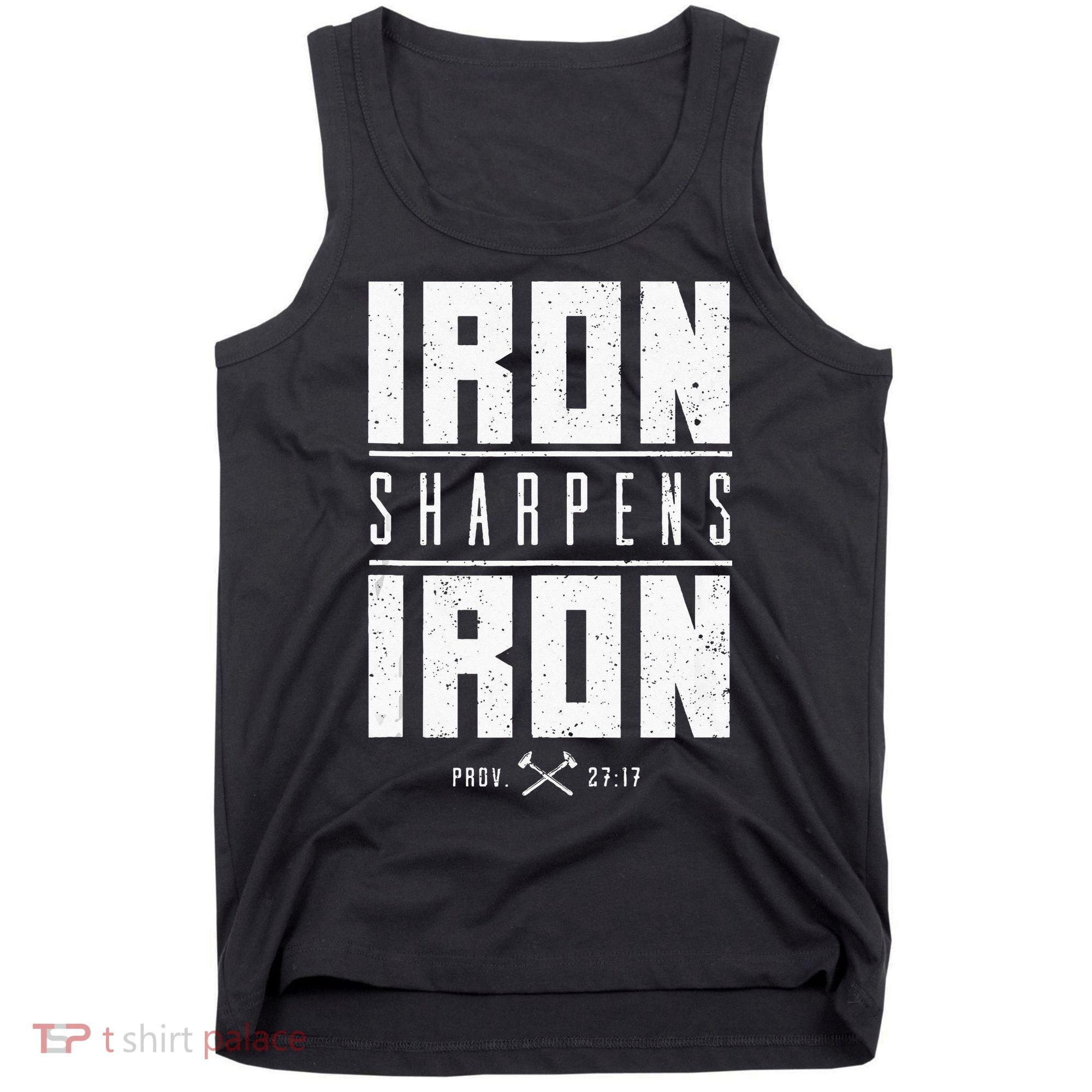 Iron Sharpens Iron Christian Men Bible Scripture Gym Workout Tank Top