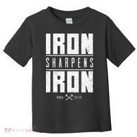 Iron Sharpens Iron Christian Men Bible Scripture Gym Workout Toddler T-Shirt thumb 0