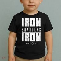 Iron Sharpens Iron Christian Men Bible Scripture Gym Workout Toddler T-Shirt thumb 2