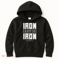 Iron Sharpens Iron Christian Men Bible Scripture Gym Workout Kids Hoodie thumb 0