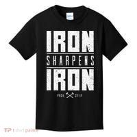 Iron Sharpens Iron Christian Men Bible Scripture Gym Workout Kids T-Shirt thumb 0