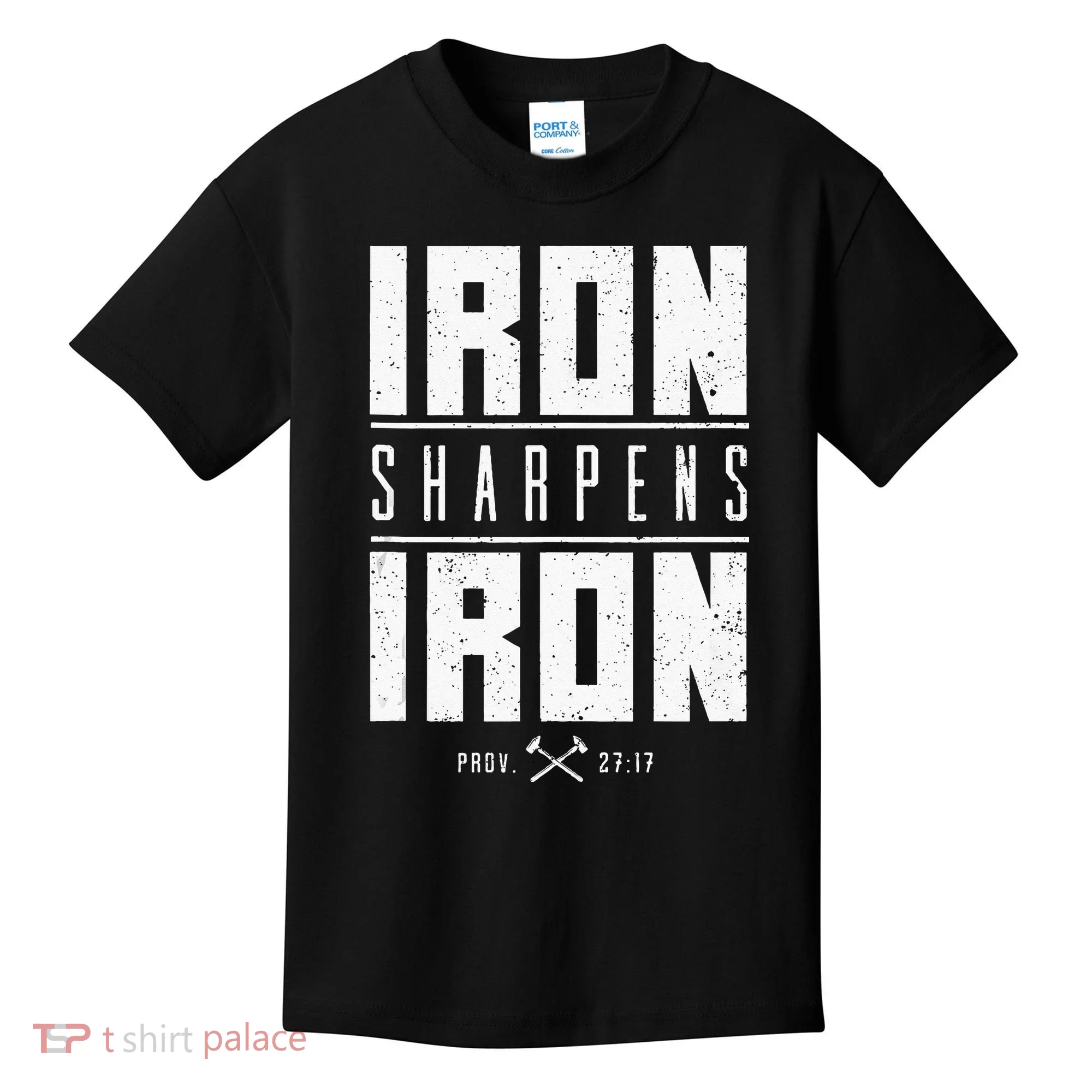 Iron Sharpens Iron Christian Men Bible Scripture Gym Workout Kids T-Shirt