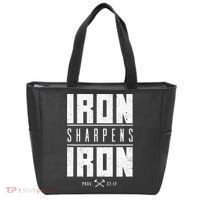 Iron Sharpens Iron Christian Men Bible Scripture Gym Workout Tote Bag thumb 0