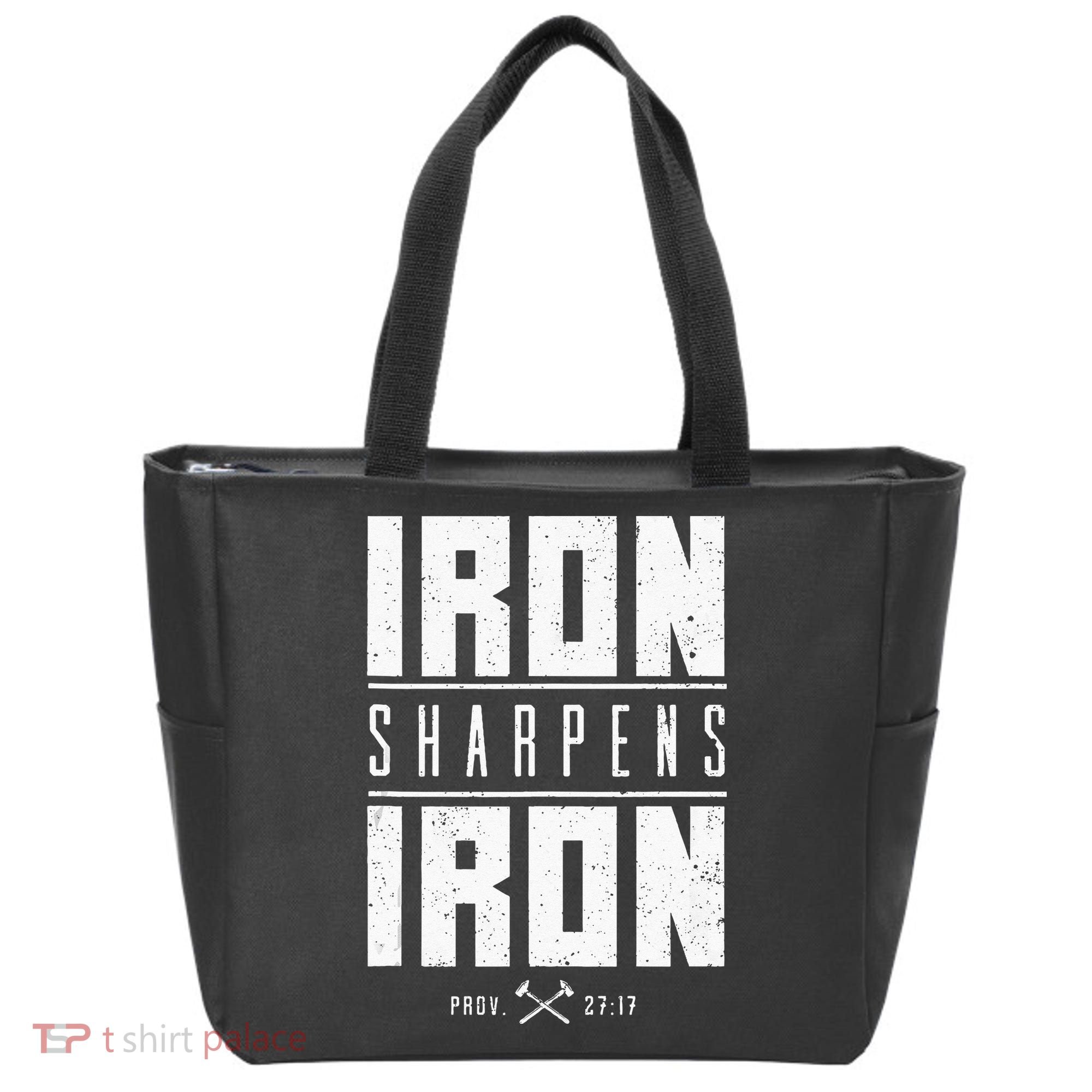Iron Sharpens Iron Christian Men Bible Scripture Gym Workout Tote Bag