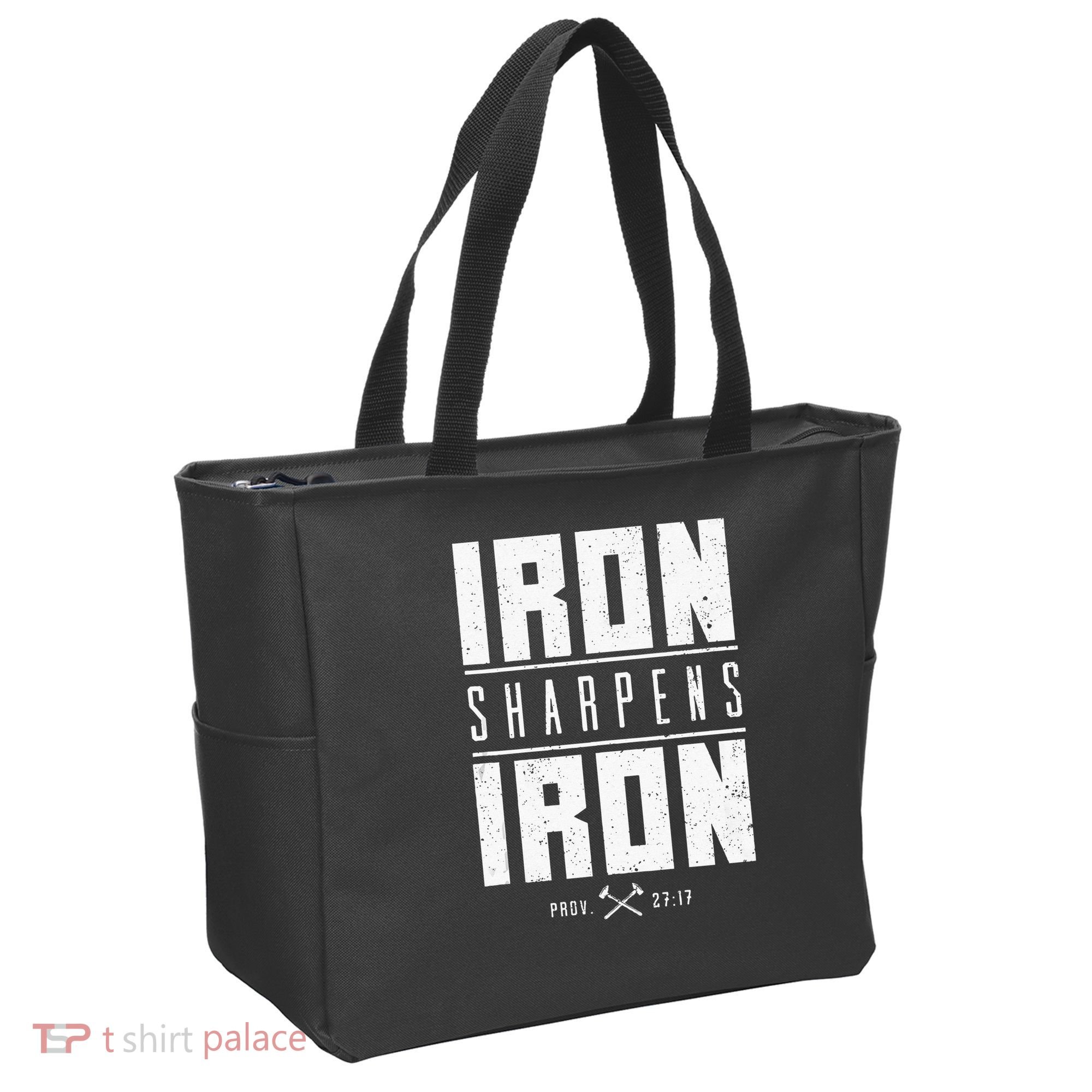 Iron Sharpens Iron Christian Men Bible Scripture Gym Workout Tote Bag