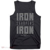 Iron Sharpens Iron Christian Bible Scripture Gym Workout Tank Top thumb 0