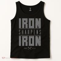 Iron Sharpens Iron Christian Bible Scripture Gym Workout Tank Top thumb 2