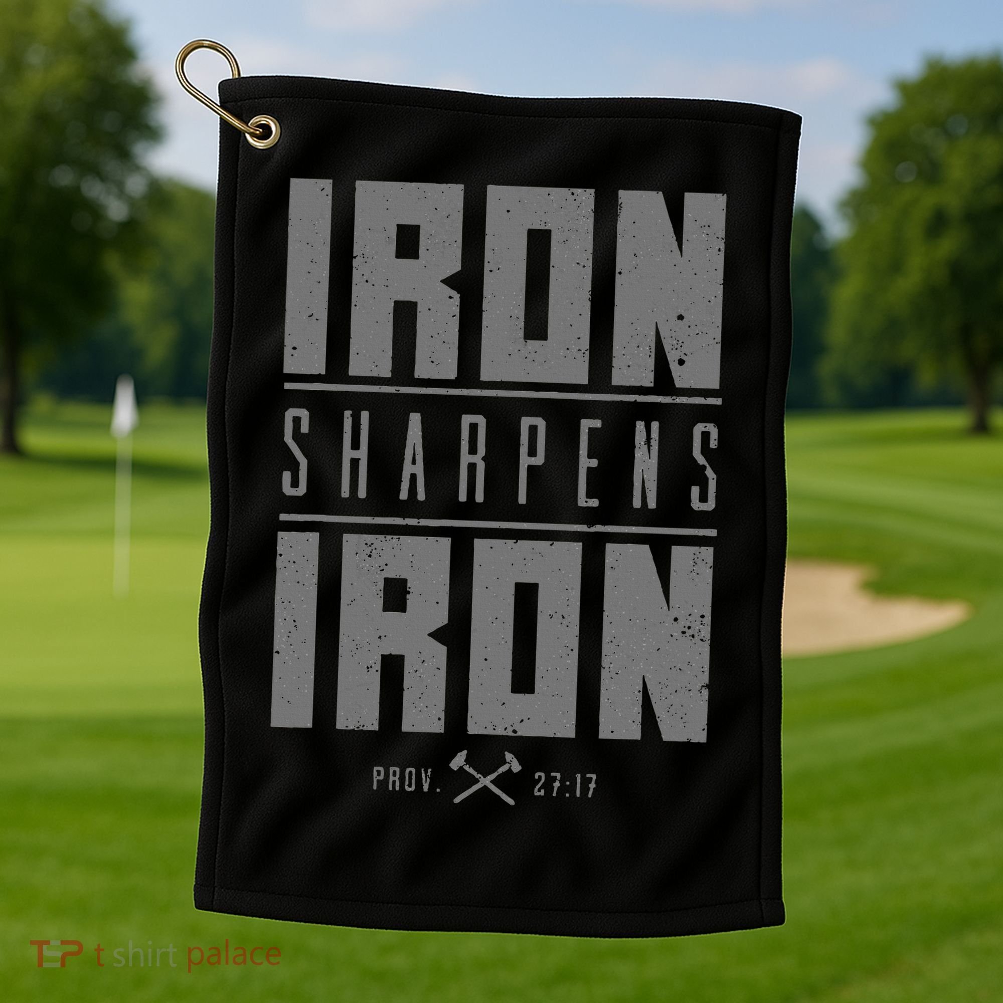 Iron Sharpens Iron Christian Bible Scripture Gym Workout Golf Towel