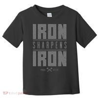 Iron Sharpens Iron Christian Bible Scripture Gym Workout Toddler T-Shirt thumb 0