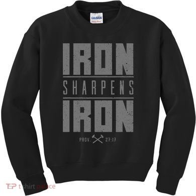 Iron Sharpens Iron Christian Bible Scripture Gym Workout Kids Sweatshirt