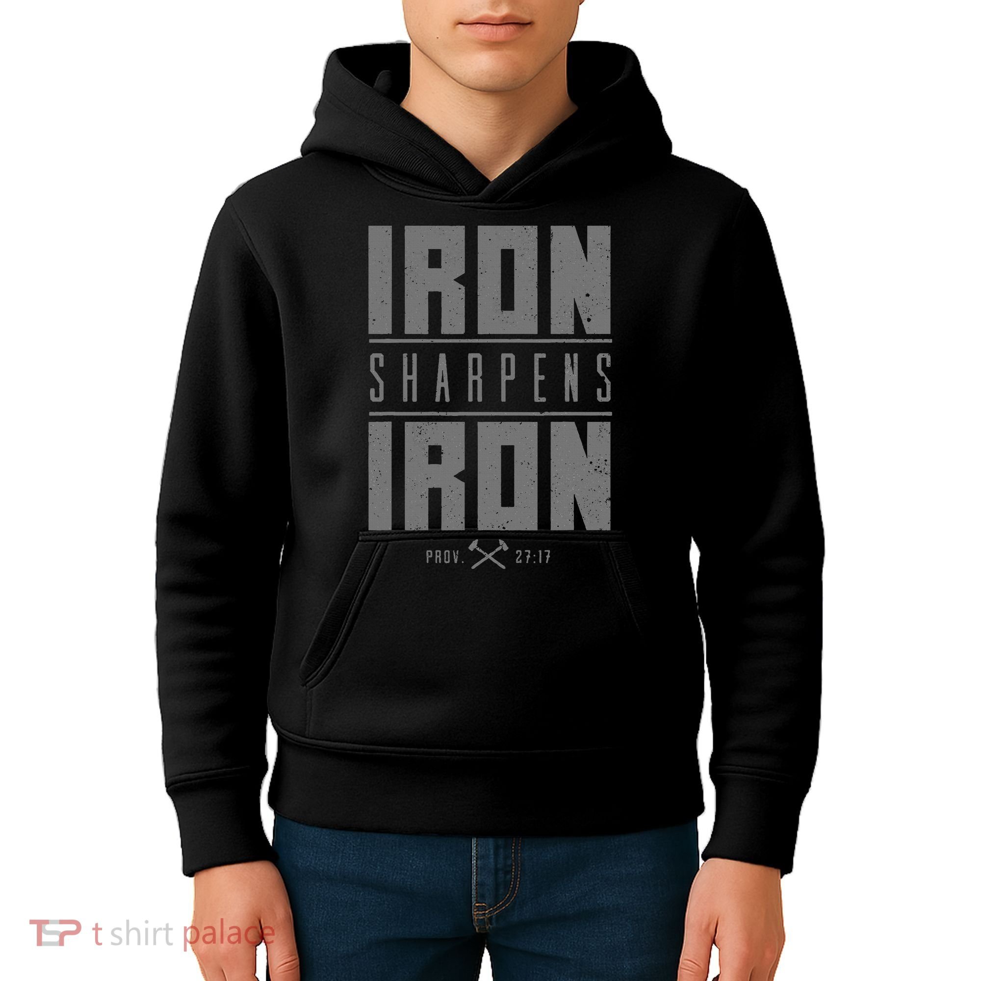 Iron Sharpens Iron Christian Bible Scripture Gym Workout Kids Hoodie