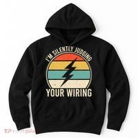 I'm Silently Judging Your Wiring Funny Electrician Lineman Hoodie thumb 0