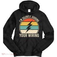 I'm Silently Judging Your Wiring Funny Electrician Lineman Tie Dye Hoodie thumb 0
