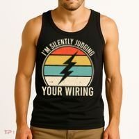 I'm Silently Judging Your Wiring Funny Electrician Lineman Tank Top thumb 3