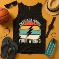 I'm Silently Judging Your Wiring Funny Electrician Lineman Tank Top thumb 4