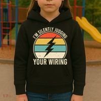 I'm Silently Judging Your Wiring Funny Electrician Lineman Kids Hoodie thumb 3