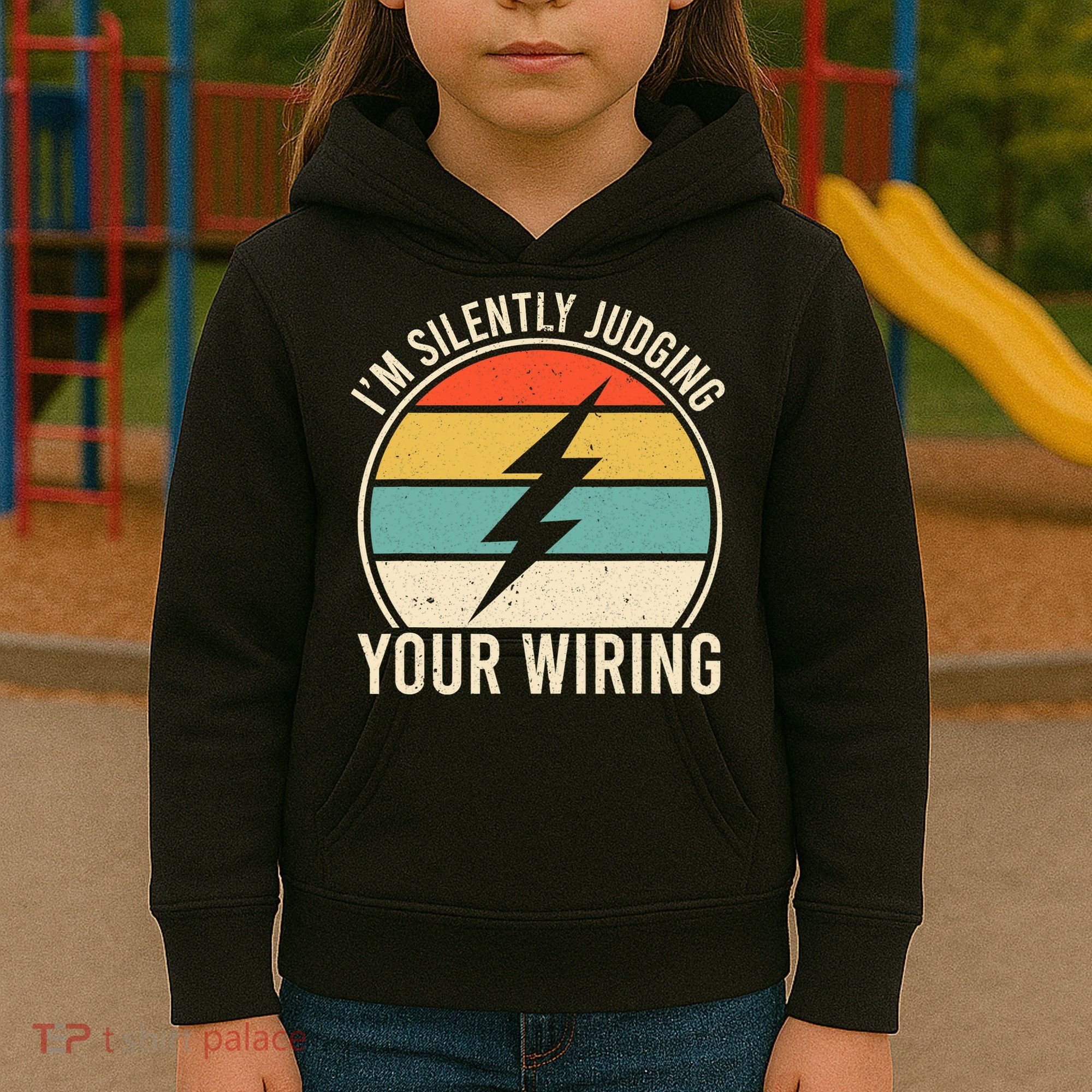 I'm Silently Judging Your Wiring Funny Electrician Lineman Kids Hoodie