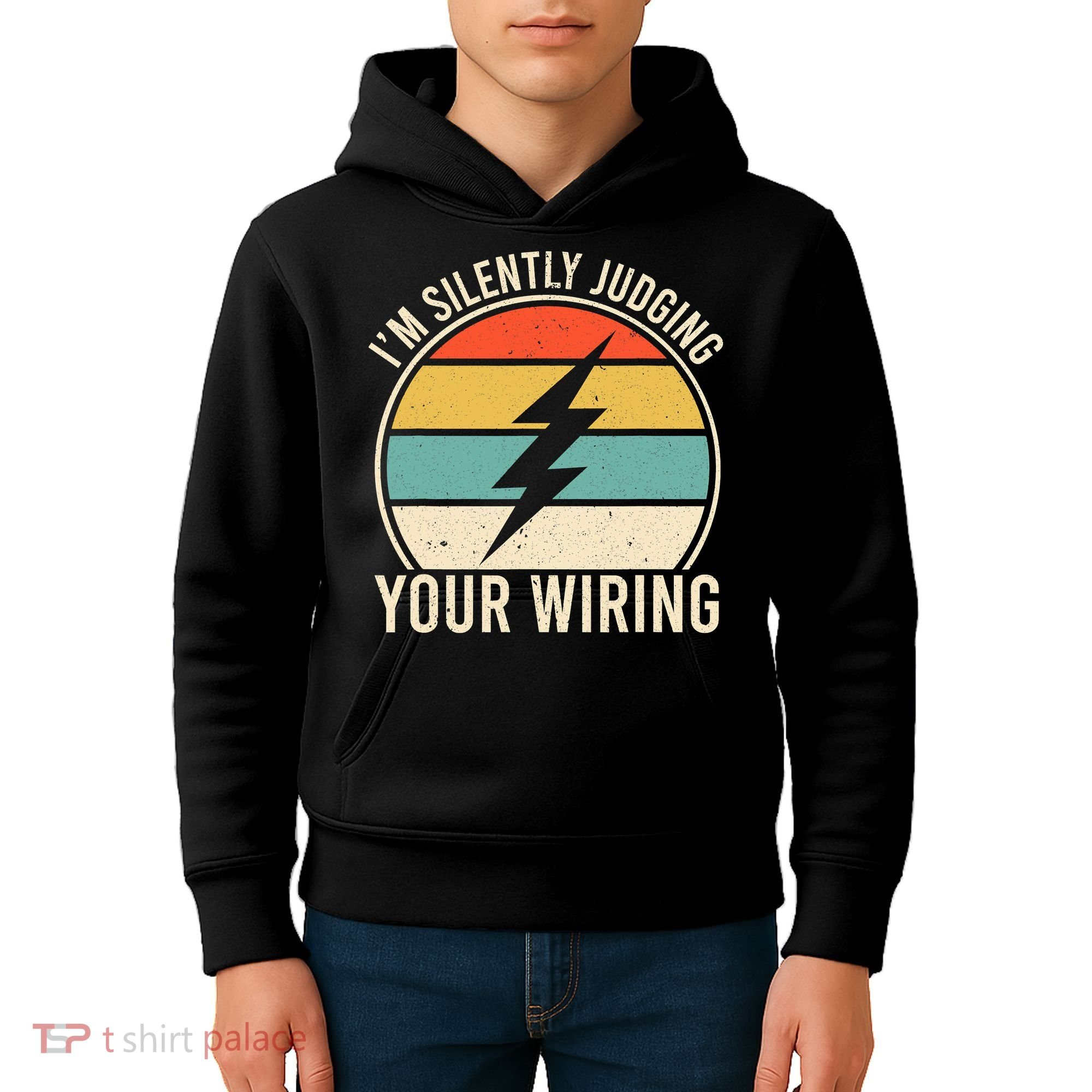 I'm Silently Judging Your Wiring Funny Electrician Lineman Kids Hoodie