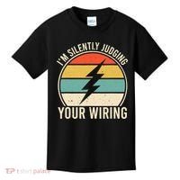 I'm Silently Judging Your Wiring Funny Electrician Lineman Kids T-Shirt thumb 0