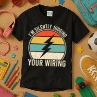 I'm Silently Judging Your Wiring Funny Electrician Lineman Kids T-Shirt thumb 3