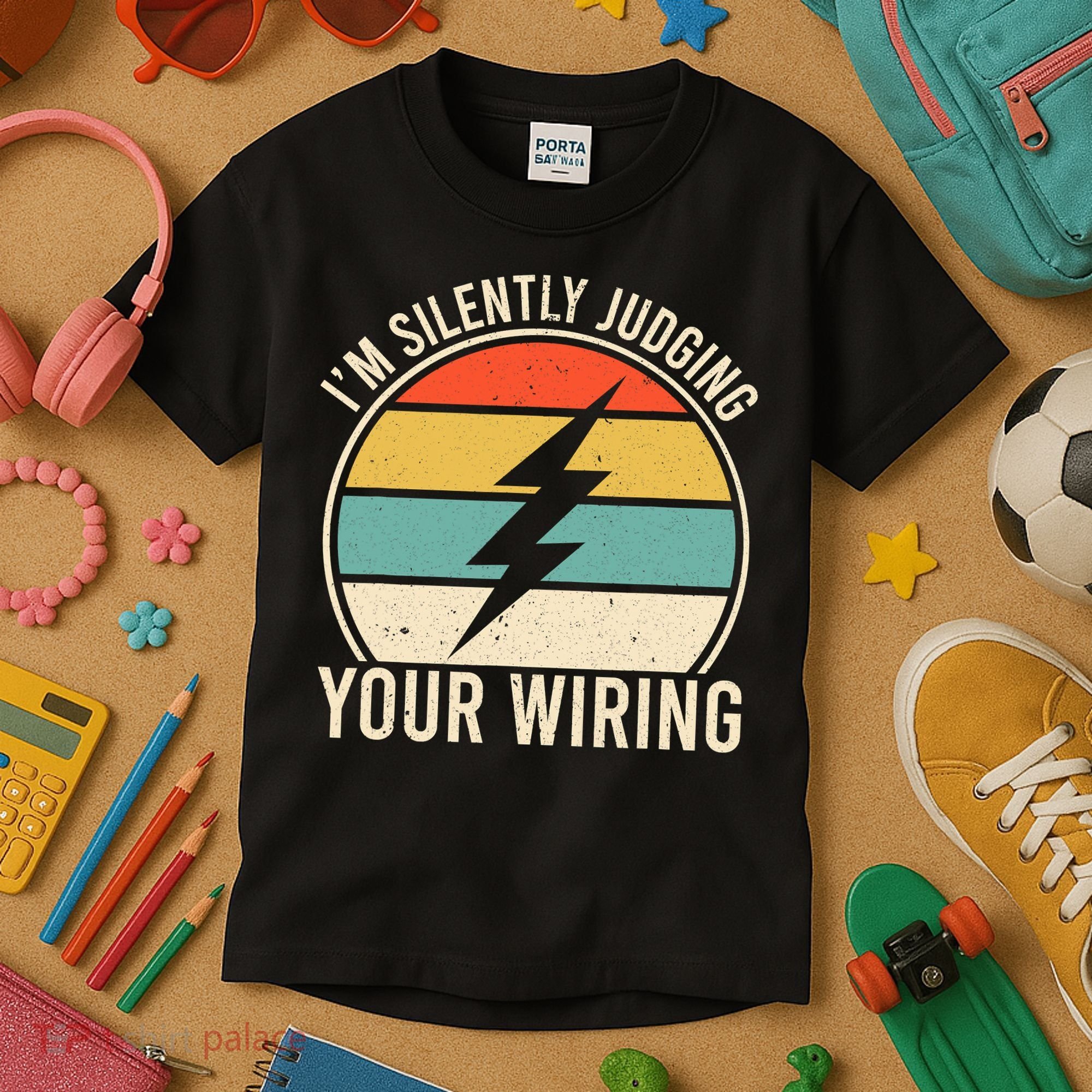 I'm Silently Judging Your Wiring Funny Electrician Lineman Kids T-Shirt