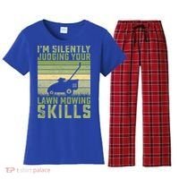 I'm Silently Judging Your Mowing Skills Lawn Mowing Gardener Great Gift Women's Flannel Pajama Set thumb 0