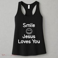 Inspirational Smile Jesus Loves You. Faith Women's Tank Top thumb 3