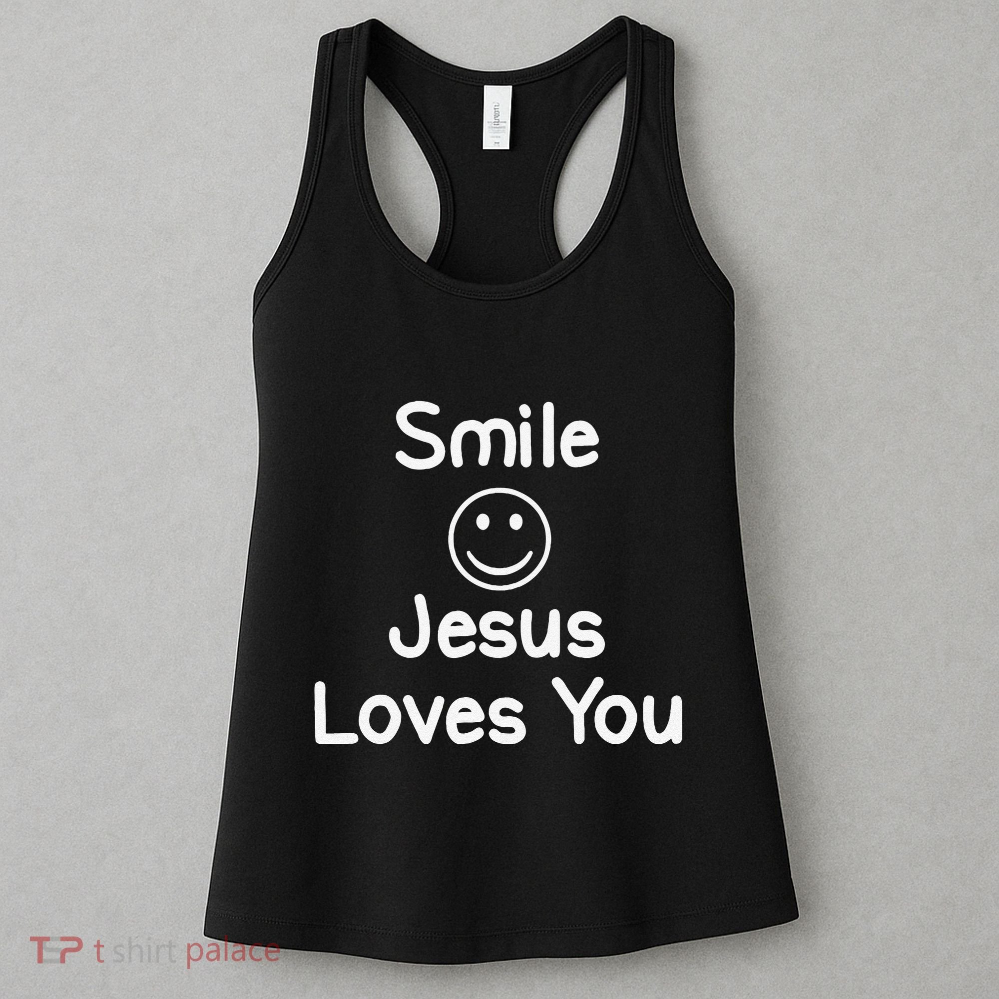 Inspirational Smile Jesus Loves You. Faith Women's Tank Top