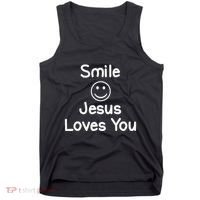 Inspirational Smile Jesus Loves You. Faith Tank Top thumb 0