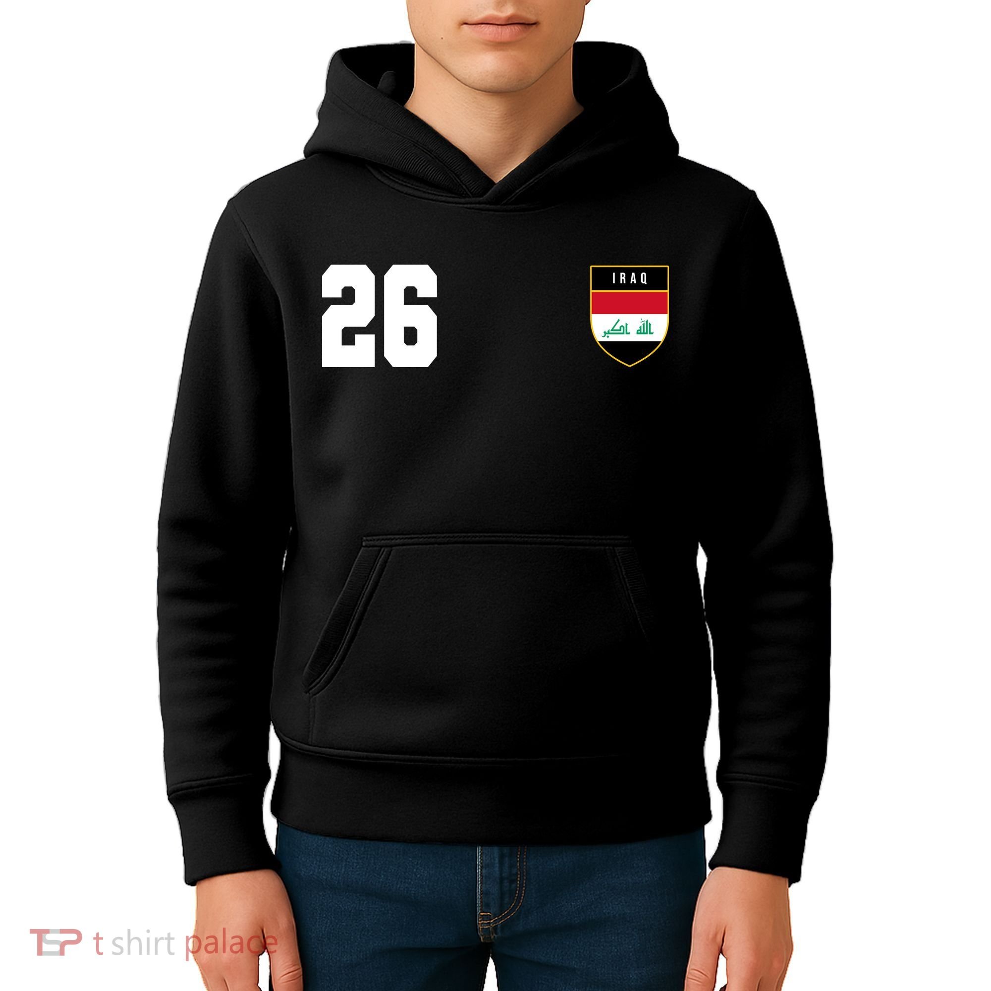 Iraq Soccer Jersey 2026 Back And Front Kids Hoodie