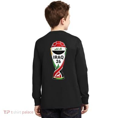 Iraq Soccer Jersey 2026 Back And Front Kids Long Sleeve Shirt back