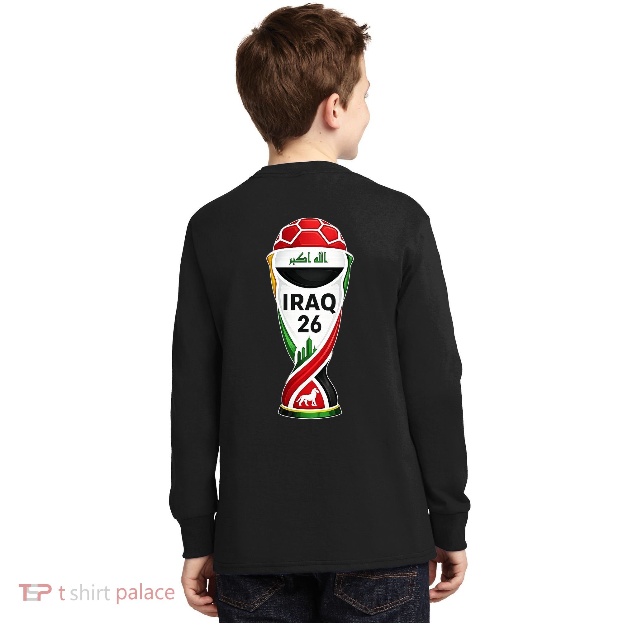 Iraq Soccer Jersey 2026 Back And Front Kids Long Sleeve Shirt
