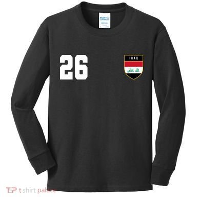 Iraq Soccer Jersey 2026 Back And Front Kids Long Sleeve Shirt