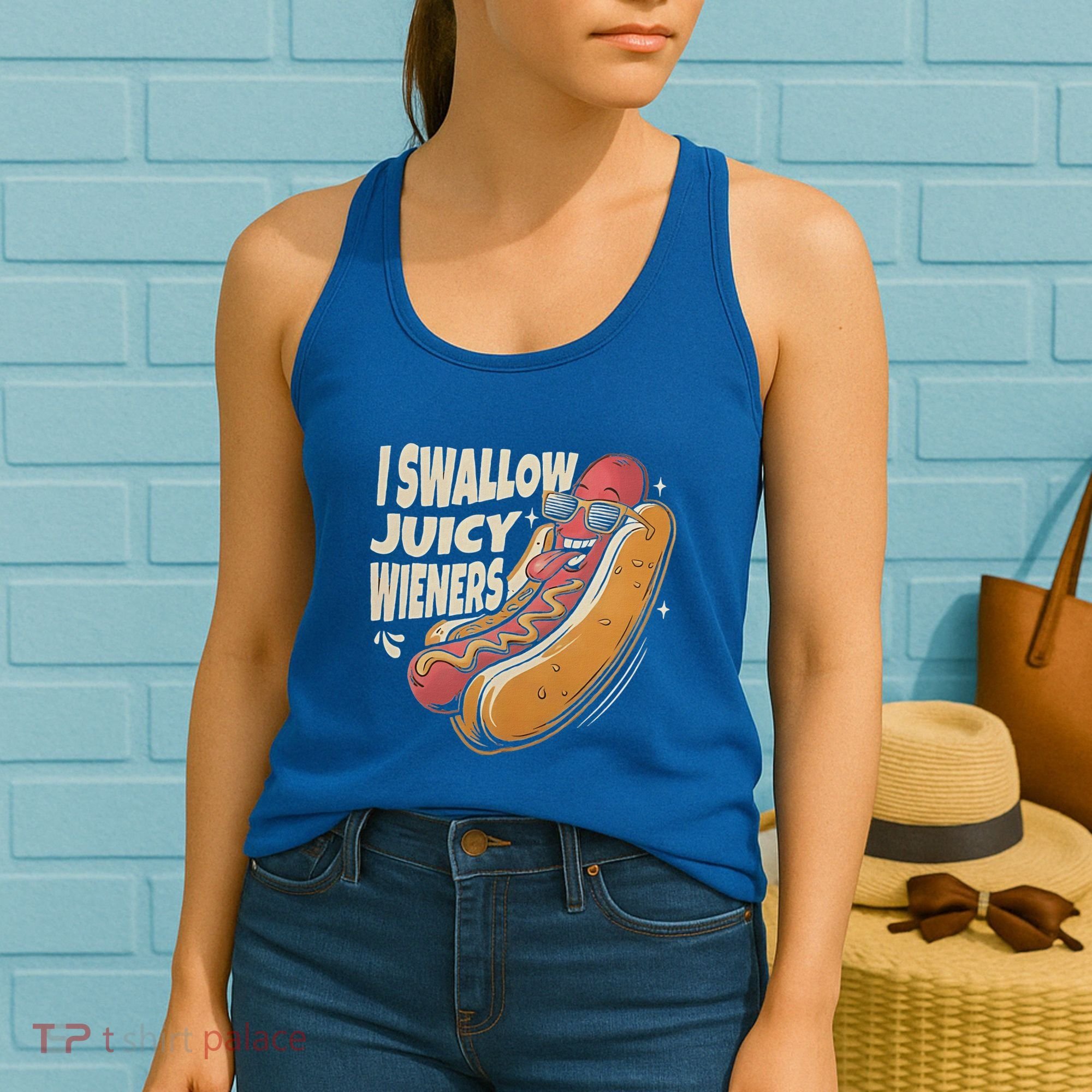 I Swallow Juicy Wiener Embarrassing Women's Tank Top