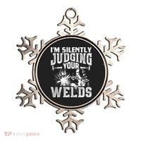 I'm Silently Judging Your Welds Funny Welder Gift Ornament thumb 0