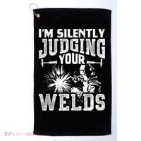 I'm Silently Judging Your Welds Funny Welder Gift Golf Towel thumb 0