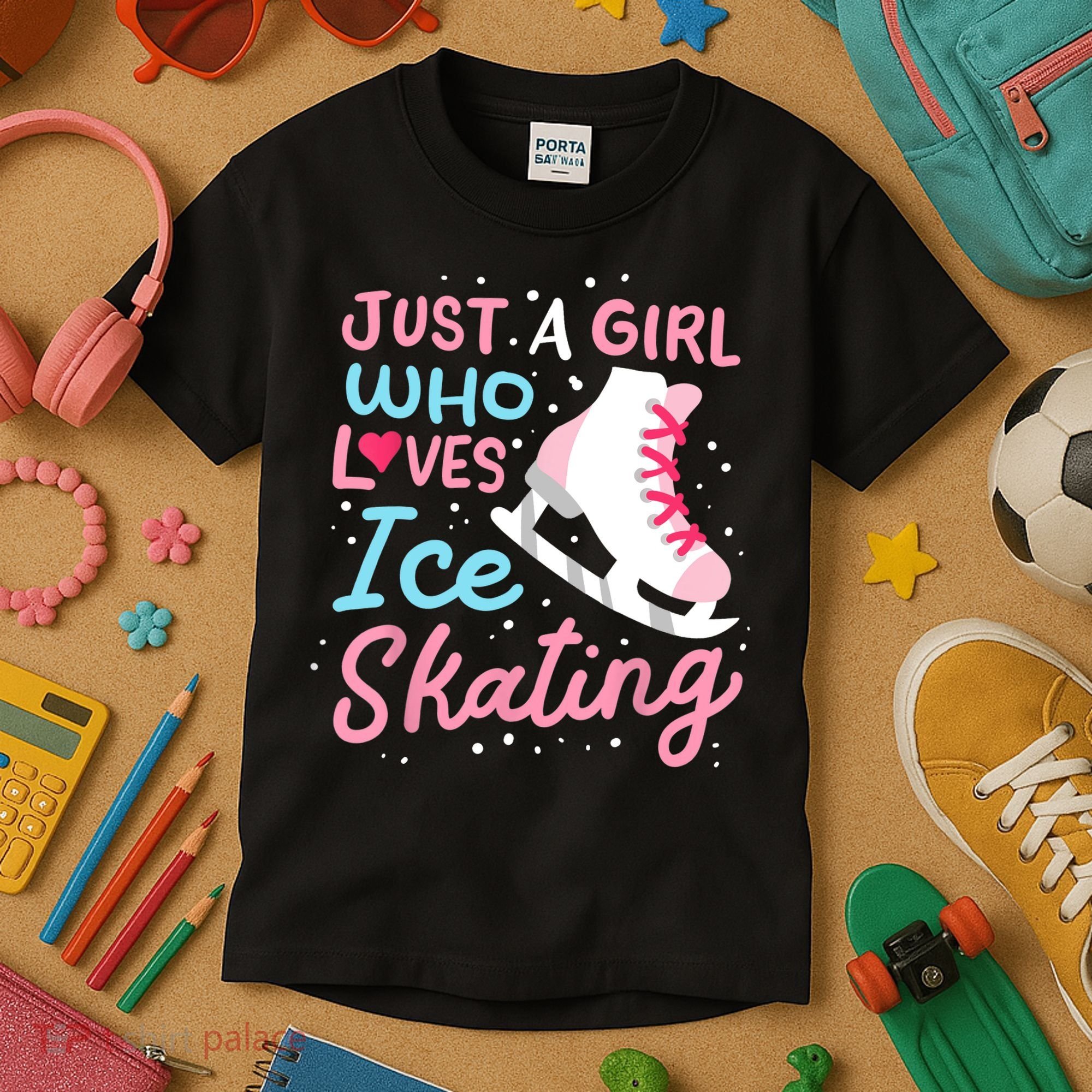 Ice Skating Just A Girl Who Loves Ice Skating Kids T-Shirt