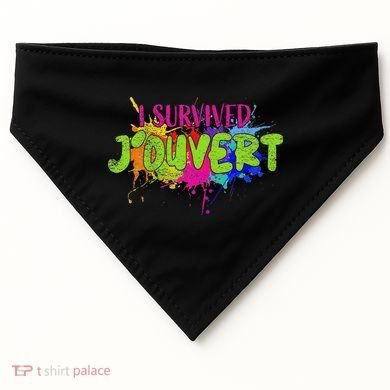 I Survived Jouvert - Caribbean Carnival Paint Splatter USA-Made Doggie Bandana