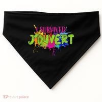 I Survived Jouvert - Caribbean Carnival Paint Splatter USA-Made Doggie Bandana thumb 0