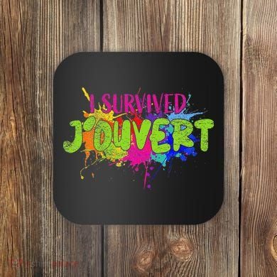 I Survived Jouvert - Caribbean Carnival Paint Splatter Coaster