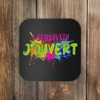 I Survived Jouvert - Caribbean Carnival Paint Splatter Coaster thumb 0
