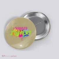 I Survived Jouvert - Caribbean Carnival Paint Splatter Button thumb 0