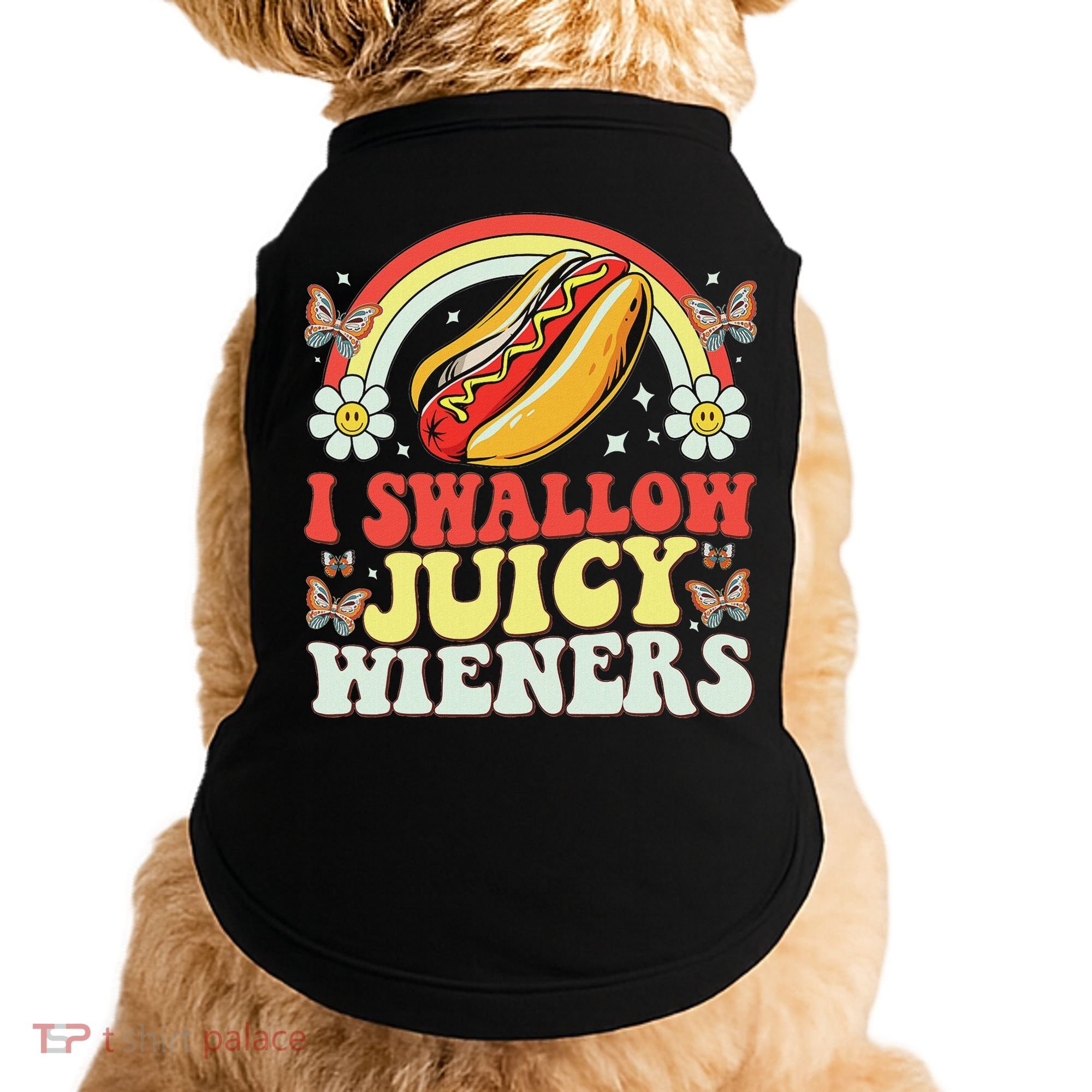I Swallow Juicy Wiener Funny Inappropriate Doggie Tank