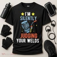 I'm Silently Judging Your Welds Welder Welding Cooling Performance Crew T-Shirt thumb 3