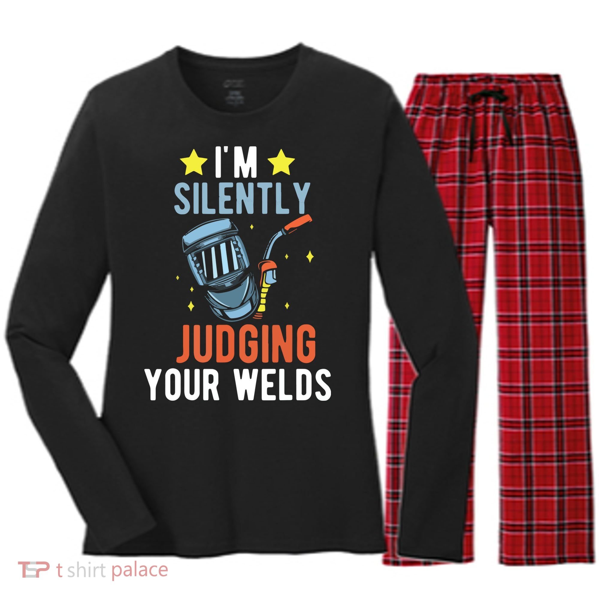 I'm Silently Judging Your Welds Welder Welding Women's Long Sleeve Flannel Pajama Set 