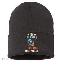 I'm Silently Judging Your Welds Welder Welding Sustainable Knit Beanie thumb 0