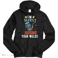 I'm Silently Judging Your Welds Welder Welding Tie Dye Hoodie thumb 0