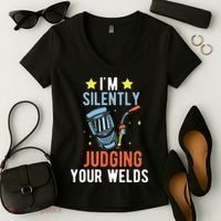 I'm Silently Judging Your Welds Welder Welding Women's V-Neck T-Shirt thumb 2